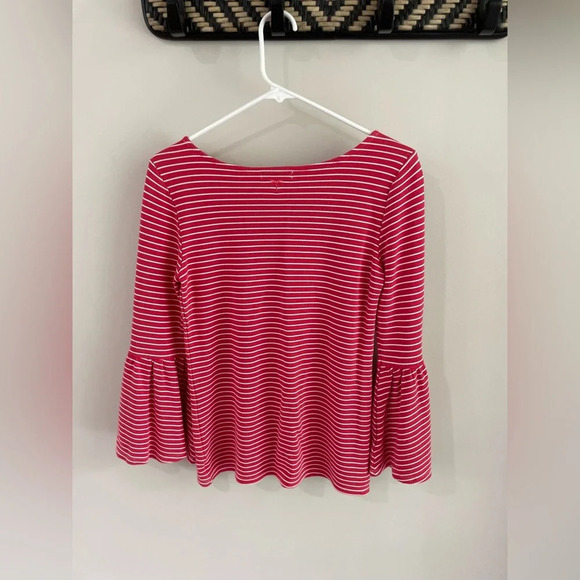 Tyler Boe Scoop Viscose Bell Sleeve Striped Top - Red/White - Picture 5 of 8